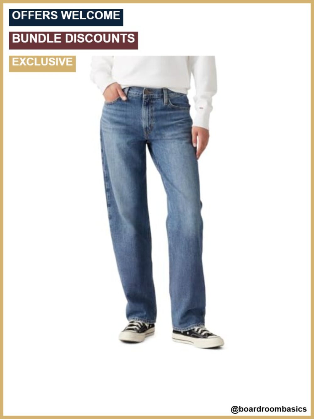Levi's 94 Baggy Straight Leg Mid Rise Jeans Cotton Blend